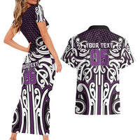 Custom Aotearoa Rangitane Couples Matching Short Sleeve Bodycon Dress and Hawaiian Shirt Maori Tribal Pattern Mix Poutama LT05 - Polynesian Pride