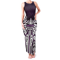 Custom Aotearoa Rangitane Family Matching Tank Maxi Dress and Hawaiian Shirt Maori Tribal Pattern Mix Poutama LT05 Mom's Dress Purple - Polynesian Pride