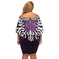 Custom Aotearoa Rangitane Off Shoulder Short Dress Maori Tribal Pattern Mix Poutama