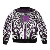 Custom Aotearoa Rangitane Sleeve Zip Bomber Jacket Maori Tribal Pattern Mix Poutama LT05 - Polynesian Pride
