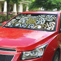 Custom Aotearoa Taranaki Auto Sun Shade Maori Tribal Pattern Mix Poutama LT05 - Polynesian Pride