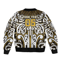 Custom Aotearoa Taranaki Bomber Jacket Maori Tribal Pattern Mix Poutama