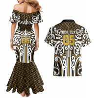 Custom Aotearoa Taranaki Couples Matching Mermaid Dress and Hawaiian Shirt Maori Tribal Pattern Mix Poutama LT05 - Polynesian Pride