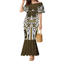 Custom Aotearoa Taranaki Family Matching Mermaid Dress and Hawaiian Shirt Maori Tribal Pattern Mix Poutama