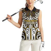 Custom Aotearoa Taranaki Women Sleeveless Polo Shirt Maori Tribal Pattern Mix Poutama LT05 - Polynesian Pride