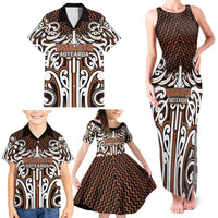 Custom Aotearoa Waikato Family Matching Tank Maxi Dress and Hawaiian Shirt Maori Tribal Pattern Mix Poutama