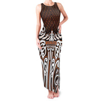 Custom Aotearoa Waikato Family Matching Tank Maxi Dress and Hawaiian Shirt Maori Tribal Pattern Mix Poutama