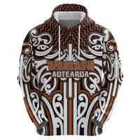 Custom Aotearoa Waikato Zip Hoodie Maori Tribal Pattern Mix Poutama LT05 - Polynesian Pride