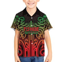Custom Aotearoa Tuhoe Family Matching Mermaid Dress and Hawaiian Shirt Maori Tribal Pattern Mix Poutama LT05 Son's Shirt Black - Polynesian Pride