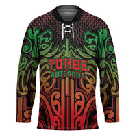 Custom Aotearoa Tuhoe Hockey Jersey Maori Tribal Pattern Mix Poutama LT05 Unisex Black - Polynesian Pride