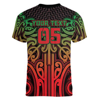 Custom Aotearoa Tuhoe Women V-Neck T-Shirt Maori Tribal Pattern Mix Poutama LT05 - Polynesian Pride