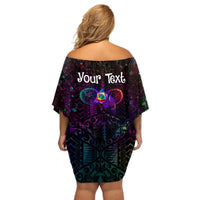 I See Your True Colors Personalised Off Shoulder Short Dress Autism Awareness LT05 - Polynesian Pride