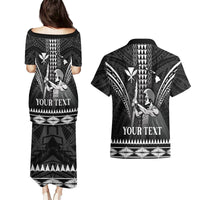 Personalised Hawaii Happy King Kamehameha Day Couples Matching Puletasi and Hawaiian Shirt Kakau Pattern LT05 - Polynesian Pride
