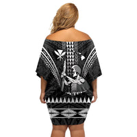 Personalised Hawaii Happy King Kamehameha Day Off Shoulder Short Dress Kakau Pattern LT05 - Polynesian Pride