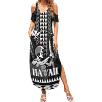 Personalised Hawaii Happy King Kamehameha Day Summer Maxi Dress Kakau Pattern LT05 Women Black - Polynesian Pride