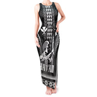 Personalised Hawaii Happy King Kamehameha Day Tank Maxi Dress Kakau Pattern LT05 Women Black - Polynesian Pride