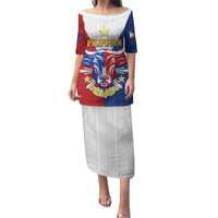 Personalised Philippines Independence Day Puletasi Maligayang Araw ng Kalayaan Filipino Carabao LT05 Long Dress Red - Polynesian Pride
