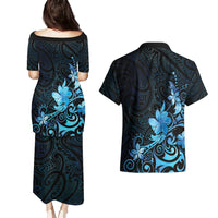 Matariki New Zealand Couples Matching Puletasi and Hawaiian Shirt Maori Pattern Blue Galaxy LT05 - Polynesian Pride