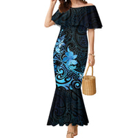 Matariki New Zealand Mermaid Dress Maori Pattern Blue Galaxy LT05 Women Blue - Polynesian Pride