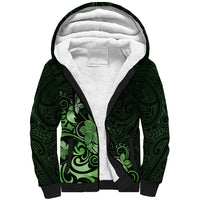 Matariki New Zealand Sherpa Hoodie Maori Pattern Green Galaxy