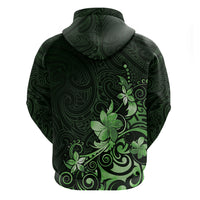 Matariki New Zealand Zip Hoodie Maori Pattern Green Galaxy
