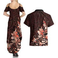 Matariki New Zealand Couples Matching Summer Maxi Dress and Hawaiian Shirt Maori Pattern Red Galaxy