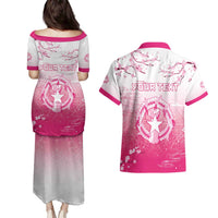 Personalized Sakura Marianas Couples Matching Puletasi and Hawaiian Shirt CNMI Seal