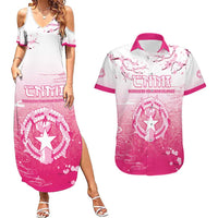 Personalized Sakura Marianas Couples Matching Summer Maxi Dress and Hawaiian Shirt CNMI Seal