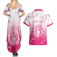 Personalized Sakura Marianas Couples Matching Summer Maxi Dress and Hawaiian Shirt CNMI Seal