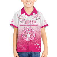 Personalized Sakura Marianas Family Matching Off Shoulder Maxi Dress and Hawaiian Shirt CNMI Seal