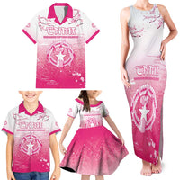 Personalized Sakura Marianas Family Matching Tank Maxi Dress and Hawaiian Shirt CNMI Seal