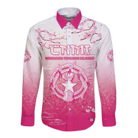 Personalized Sakura Marianas Long Sleeve Button Shirt CNMI Seal