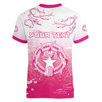 Personalized Sakura Marianas Women V-Neck T-Shirt CNMI Seal
