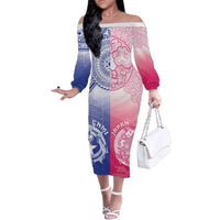 Custom Northern Mariana Islands And Japan Together Family Matching Off The Shoulder Long Sleeve Dress and Hawaiian Shirt