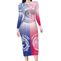 Custom Northern Mariana Islands And Japan Together Long Sleeve Bodycon Dress