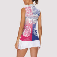 Custom Northern Mariana Islands And Japan Together Women Sleeveless Polo Shirt