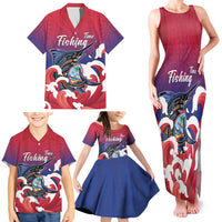 Guam Blue Marlin Fishing Family Matching Tank Maxi Dress and Hawaiian Shirt Polynesian Style LT05 - Polynesian Pride
