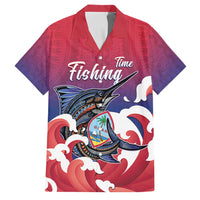 Guam Blue Marlin Fishing Family Matching Tank Maxi Dress and Hawaiian Shirt Polynesian Style LT05 Dad's Shirt - Short Sleeve Red - Polynesian Pride