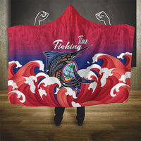Guam Blue Marlin Fishing Hooded Blanket Polynesian Style
