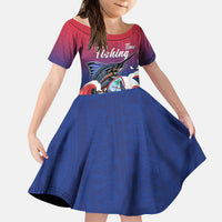 Guam Blue Marlin Fishing Kid Short Sleeve Dress Polynesian Style LT05 KID Red - Polynesian Pride