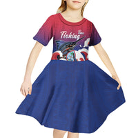 Guam Blue Marlin Fishing Kid Short Sleeve Dress Polynesian Style LT05 - Polynesian Pride
