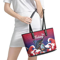 Guam Blue Marlin Fishing Leather Tote Bag Polynesian Style
