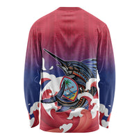 Guam Blue Marlin Fishing Long Sleeve Shirt Polynesian Style