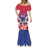 Guam Blue Marlin Fishing Mermaid Dress Polynesian Style