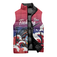 Guam Blue Marlin Fishing Sleeveless Puffer Jacket Polynesian Style
