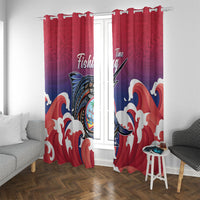 Guam Blue Marlin Fishing Window Curtain Polynesian Style