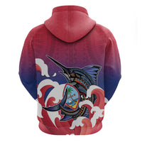 Guam Blue Marlin Fishing Zip Hoodie Polynesian Style