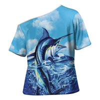 Hawaii Blue Marlin Fishing Cross Shoulder Shirt