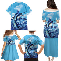 Hawaii Blue Marlin Fishing Family Matching Puletasi and Hawaiian Shirt LT05 - Polynesian Pride