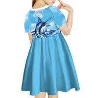 Hawaii Blue Marlin Fishing Kid Short Sleeve Dress